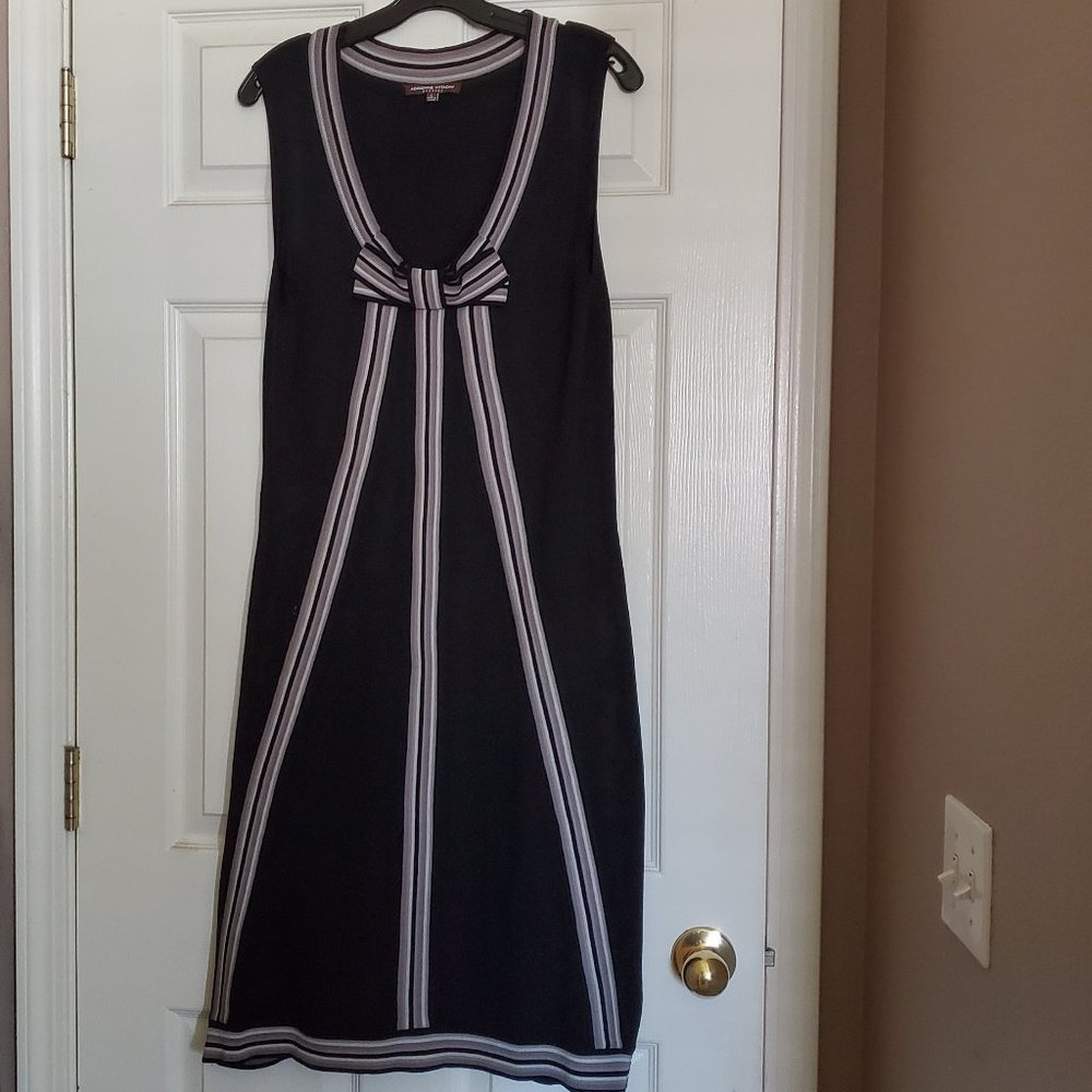 Adrienne Vittadini black/gray/white Knit Dress